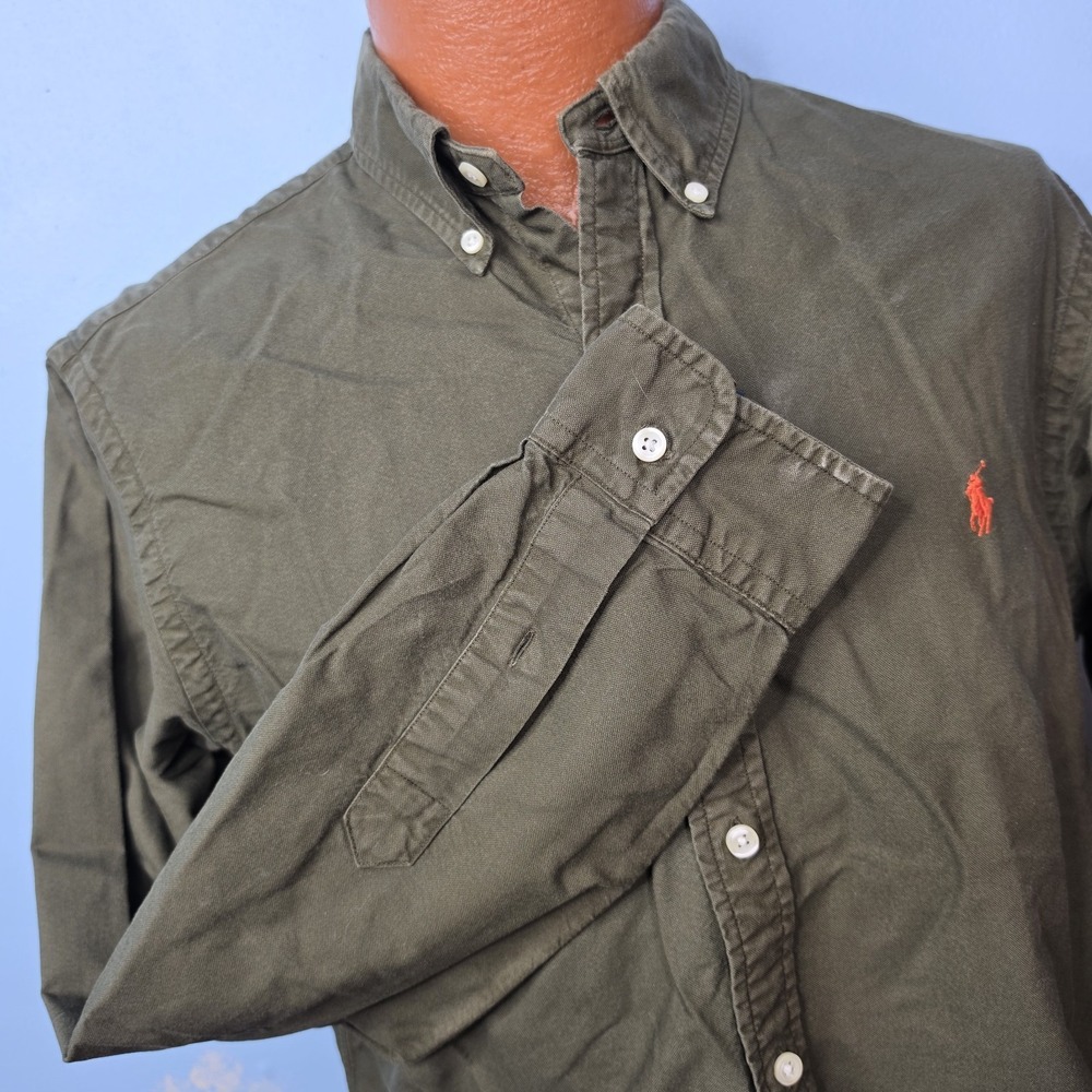 Ralph Lauren Men Size M Classic Fit Olive Green Long Sleeve Button Down Shirt